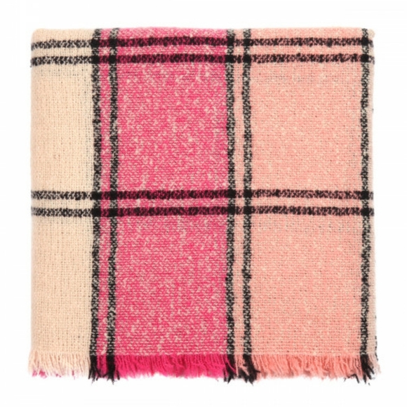 Keeping It Cozy Plaid Blanket Scarf (Pink) - Picture 2 of 4